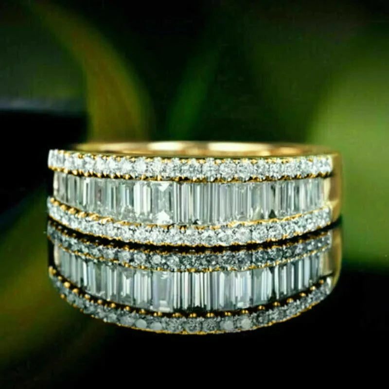 Gold Color Wedding Band Finger Ring For Women Zirconia Fashion Jewelry