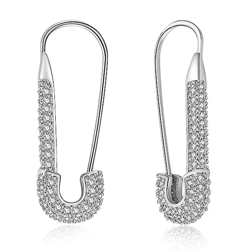 Silver /Gold Color Shiny CZ Chic Clips Earrings for Women