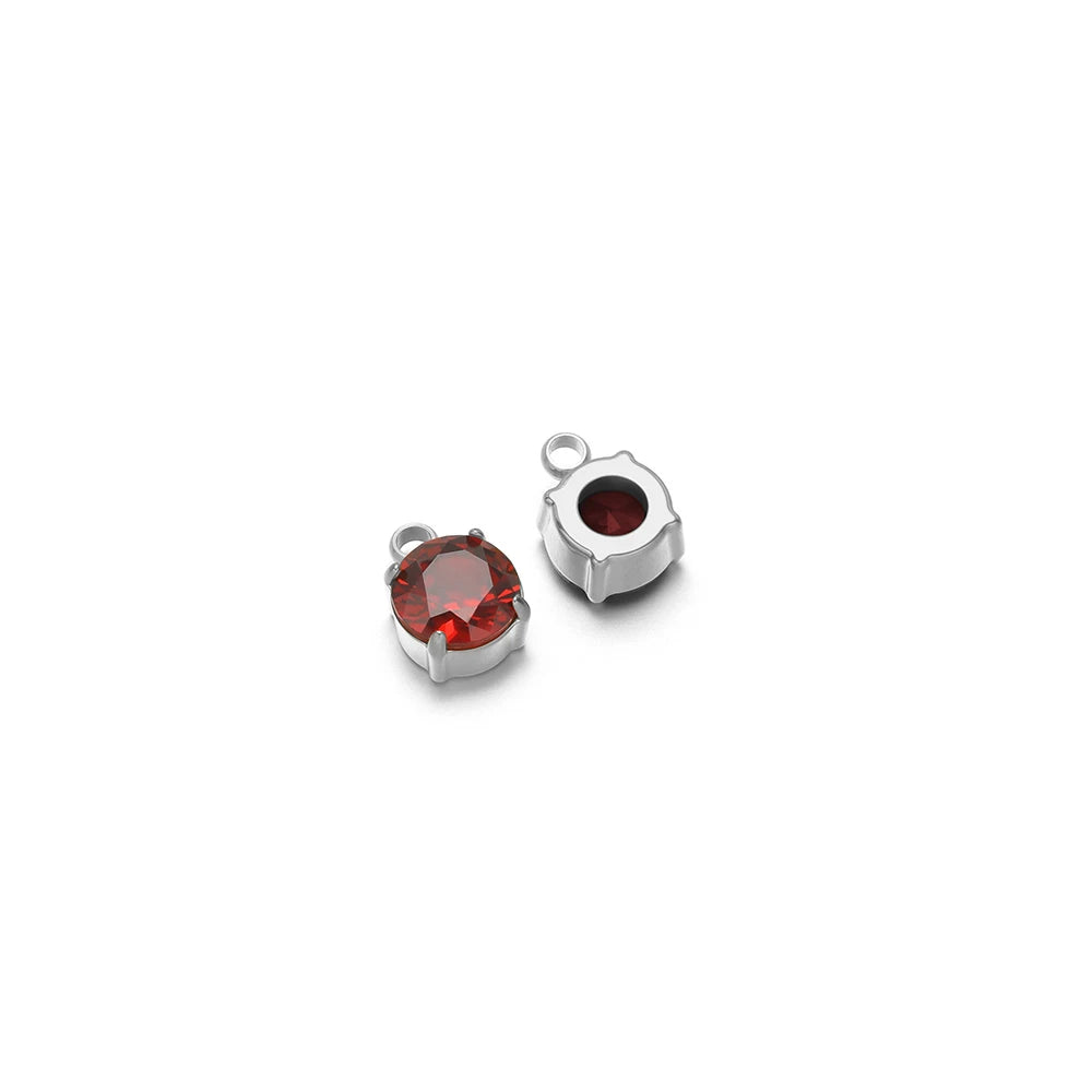 Steel claw sewing rhinestone settings with round dark red crystal