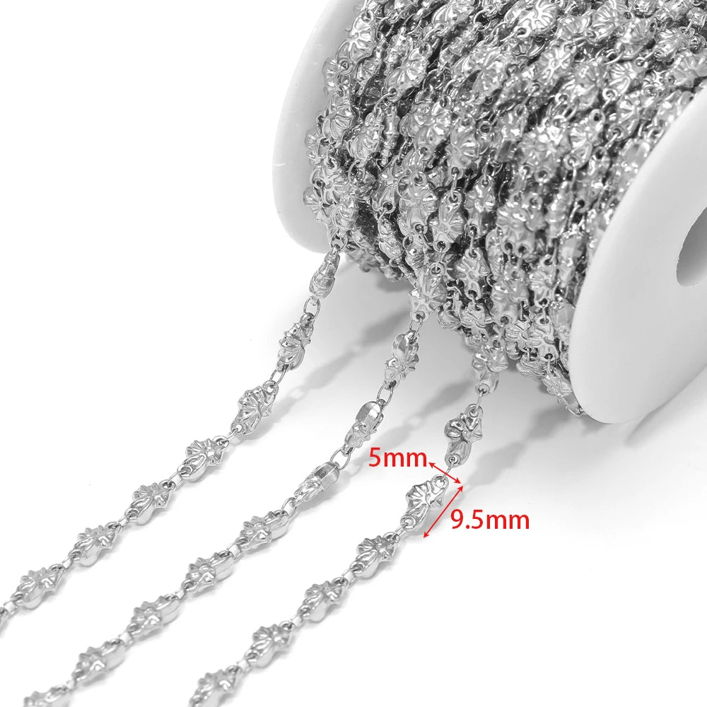 Starfish charm chain, silver-tone metal link chain for DIY jewelry making