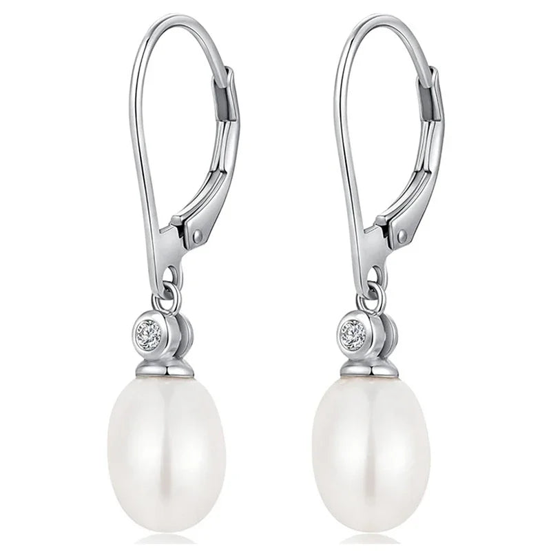 Aesthetic Oval Imitation Pearl Drop Earrings for Women Bridal Jewelry m27