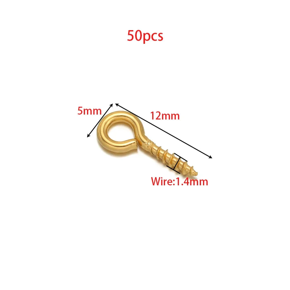 Gold screw eye pin, 12mm length, 5mm eye, wire 1.4mm