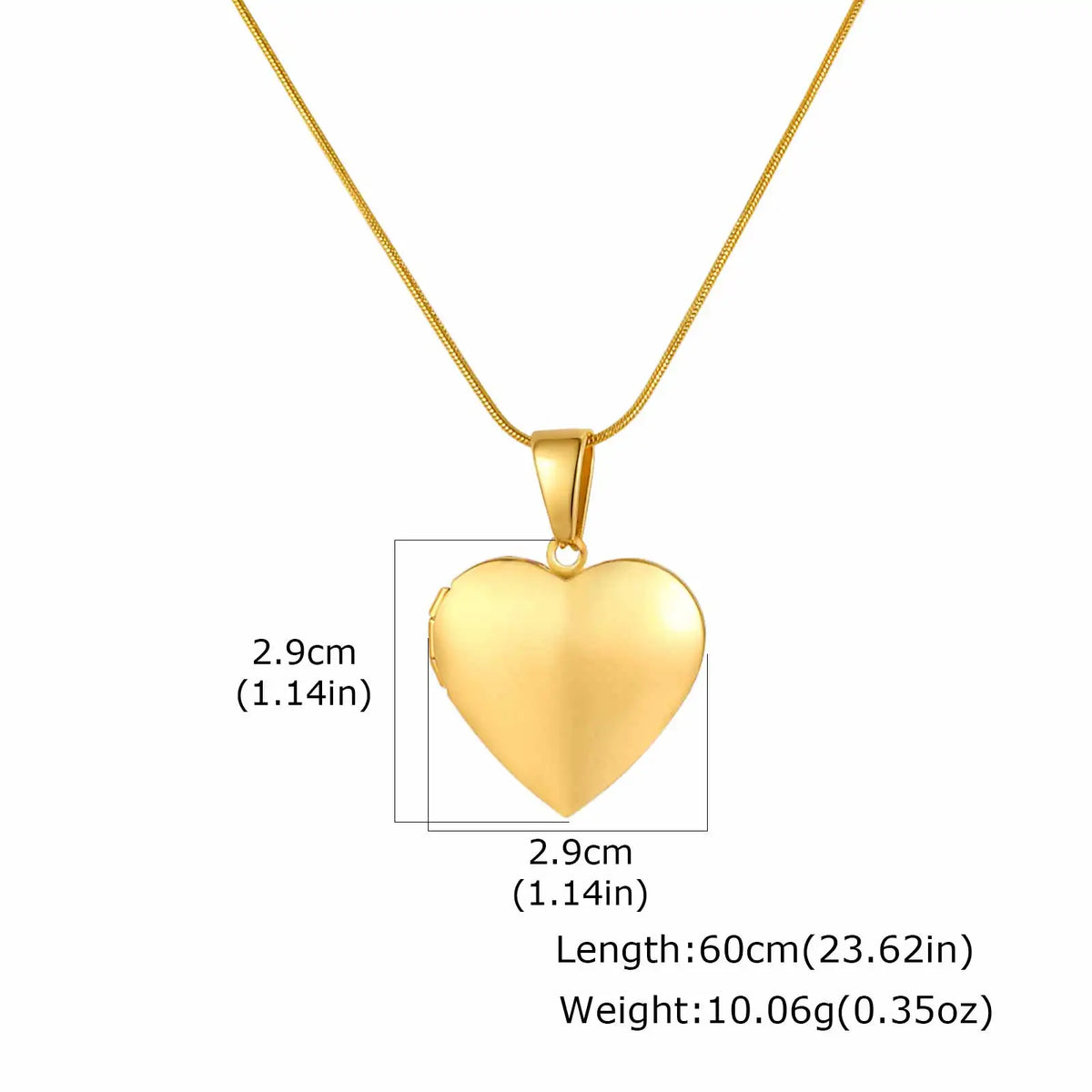 Gold heart pendant necklace with smooth heart charm on thin chain