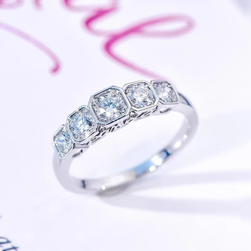 Silver Color Fashion Women Cubic Zirconia Rings Geometric Wedding Jewelry