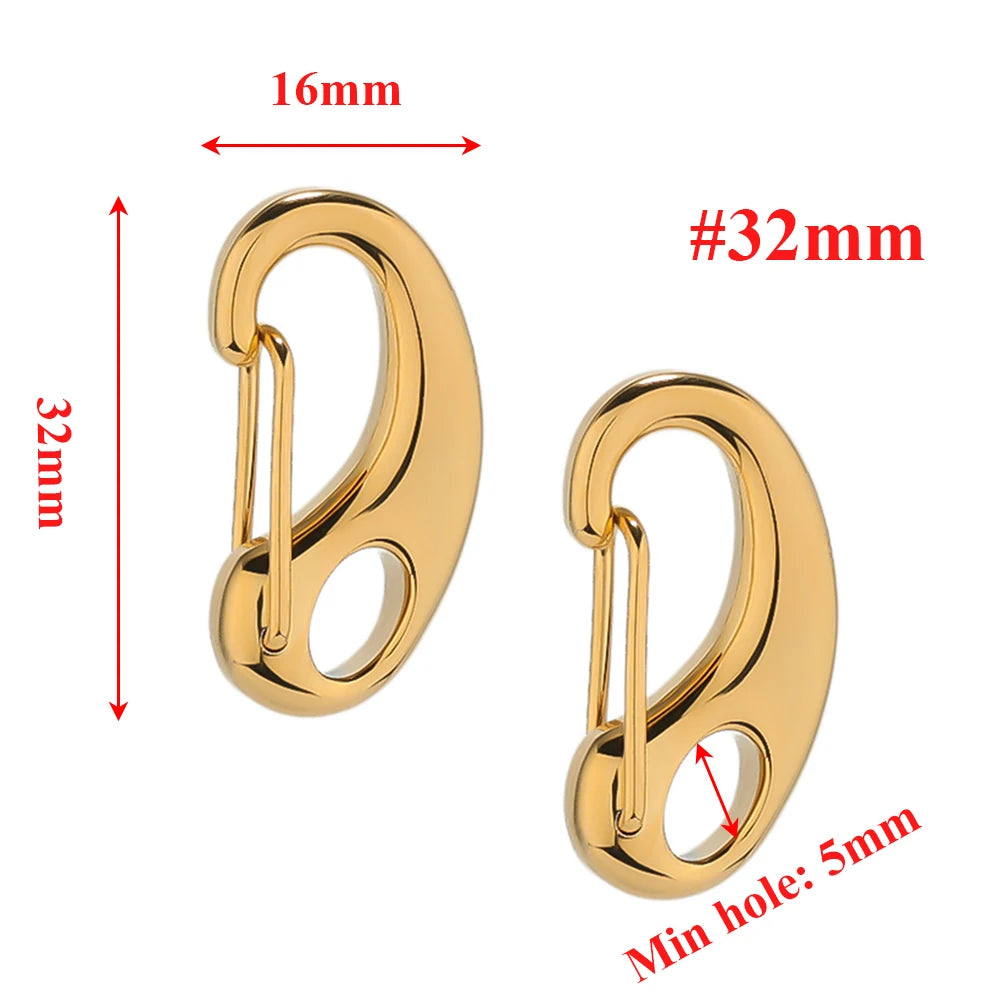 Gold-tone D-ring lobster clasp with safety lever, jewelry connector hardware