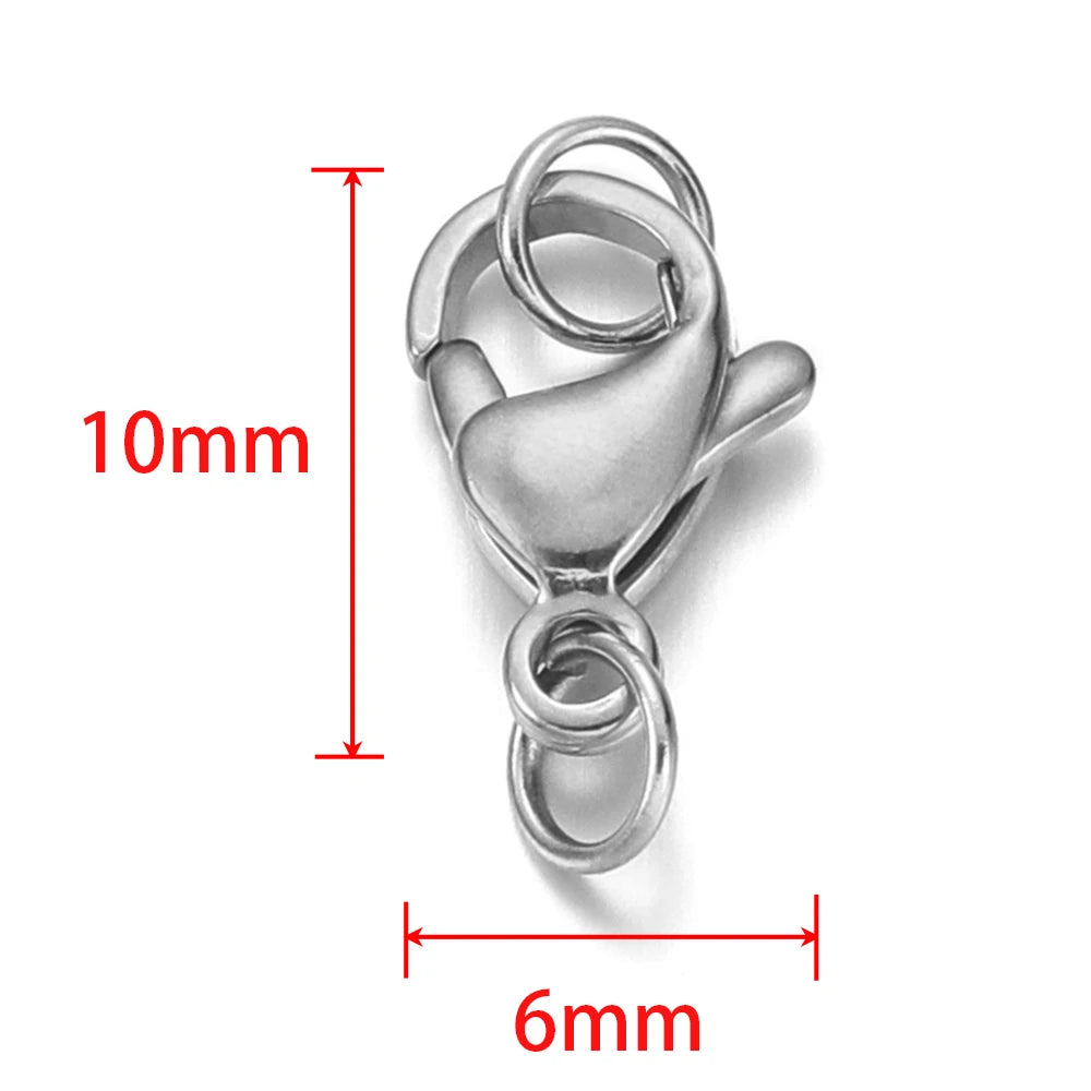 Silver lobster clasp size 10mm x 6mm with attached jump ring