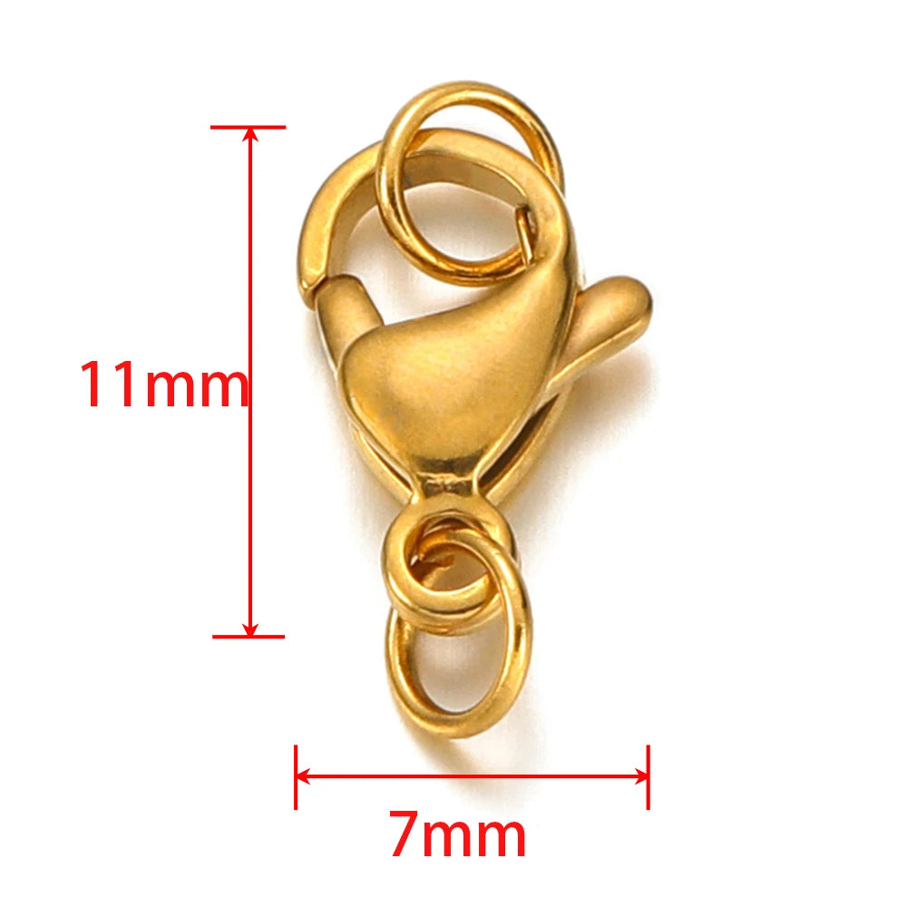 Gold lobster clasp size 11mm x 7mm with attached jump ring