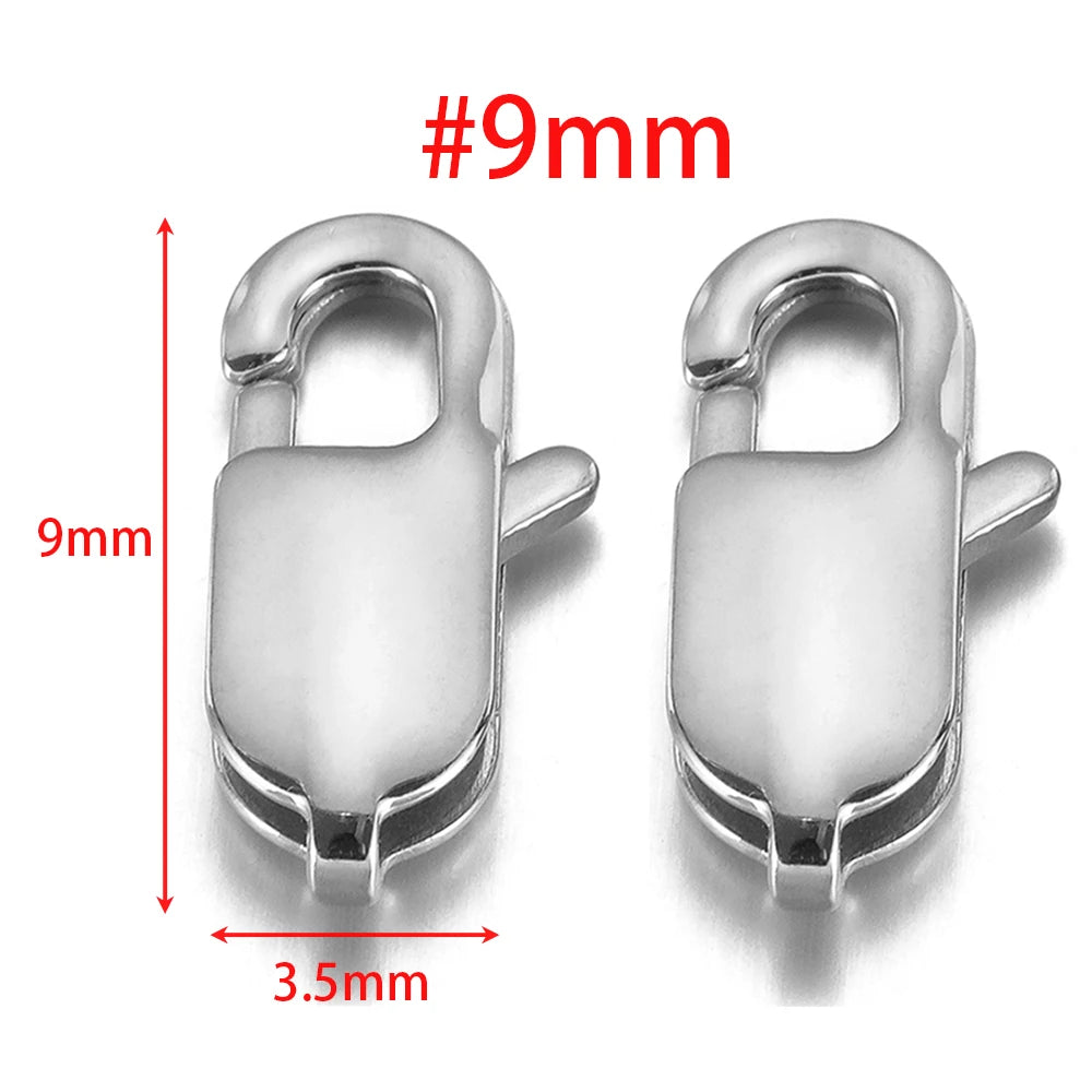 Stainless steel rectangle lobster clasp connector, #9mm, 9mm size