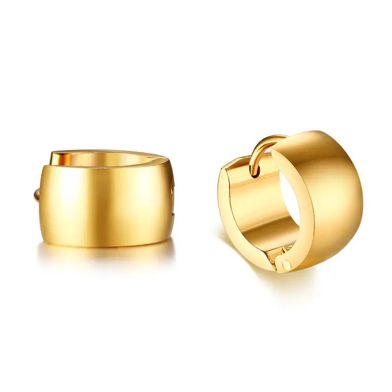 Gold-tone wide, chunky hoop earrings with hinged closures