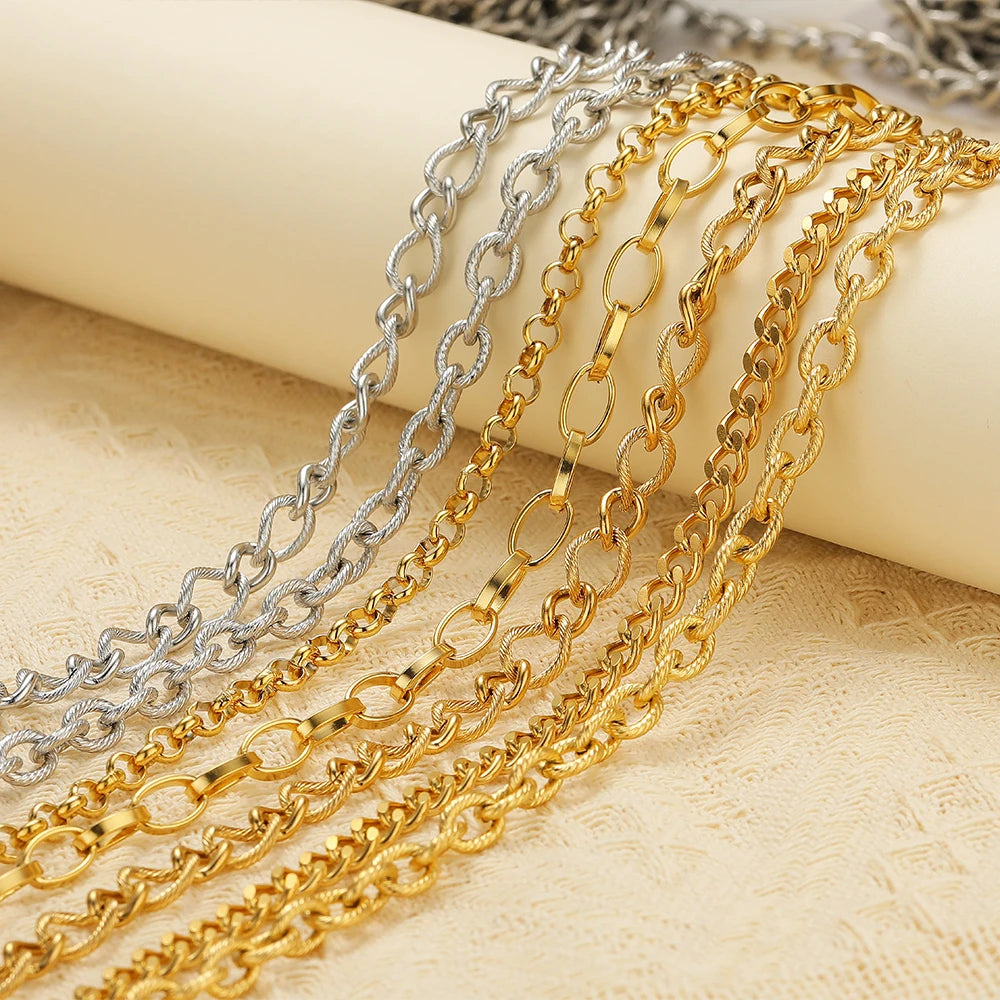 Two-tone Cuban link chain: silver and gold chunky interlocking links