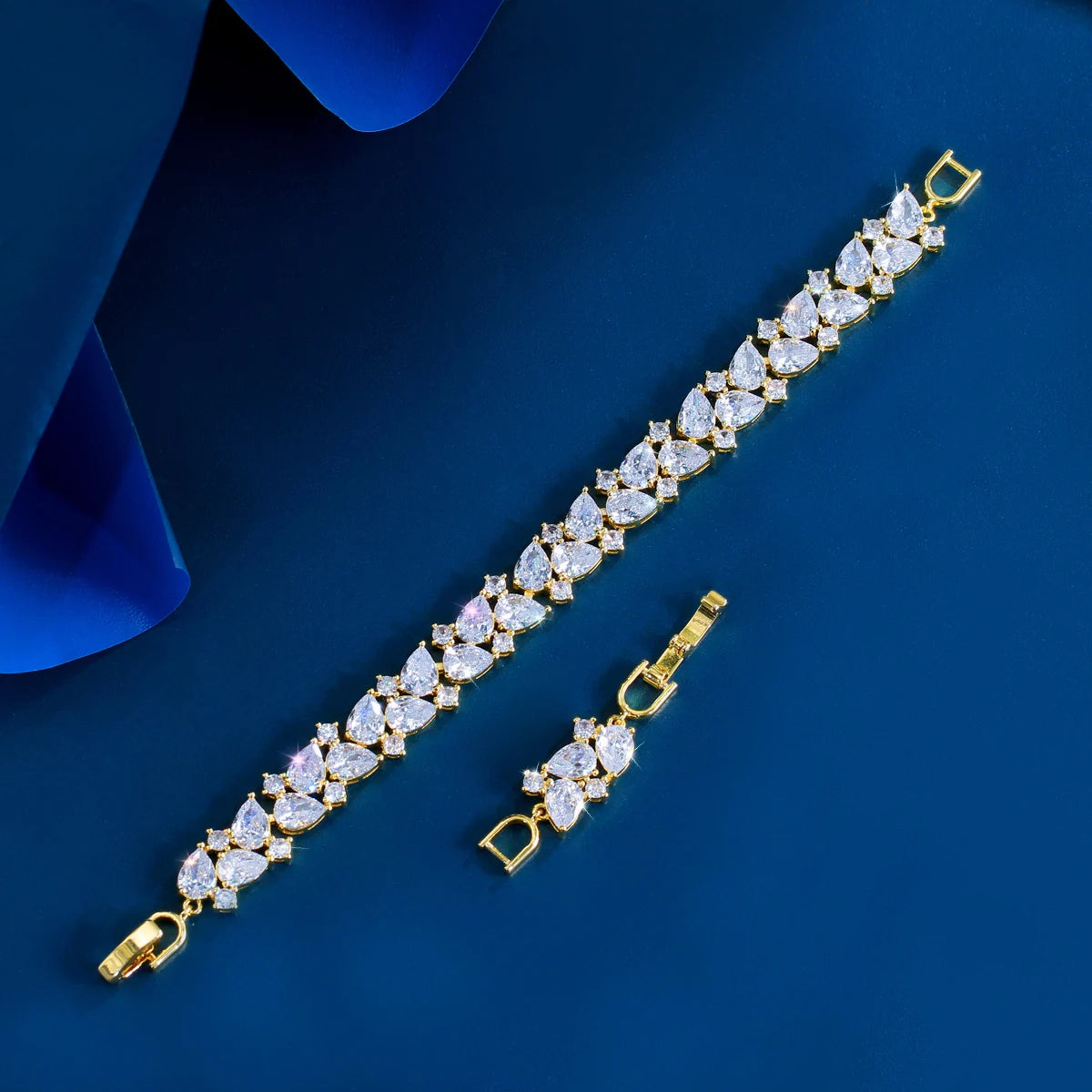 Bling Bling Cubic Zirconia Gold Plated Bracelet  For Women Engagement Wedding Bridal Jewelry