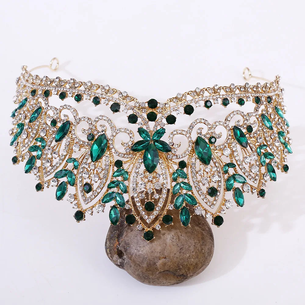 Baroque Purple Crystal Wedding Crowns Rhinestone Bridal Tiaras Pageant Diadem Miss Universe Wedding Hair Jewelry Accessories