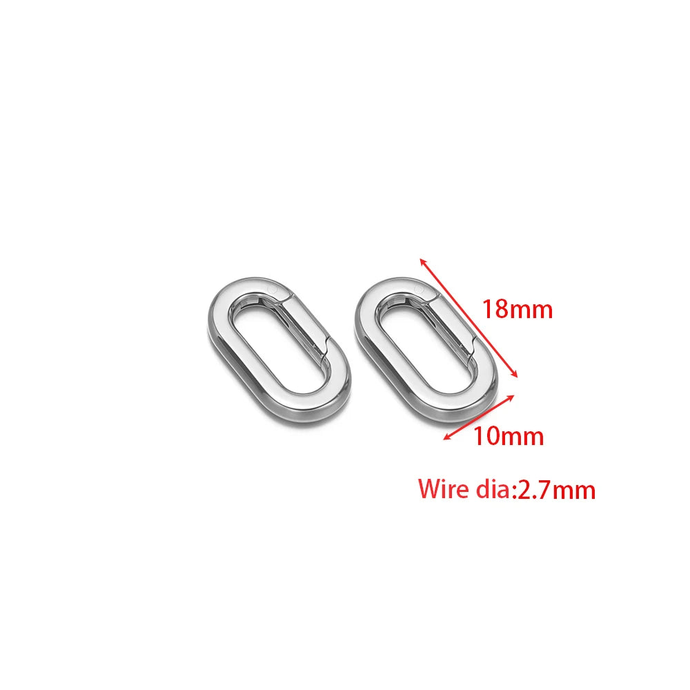Silver-tone oval heart spring buckle clasp, medium heart connector finding