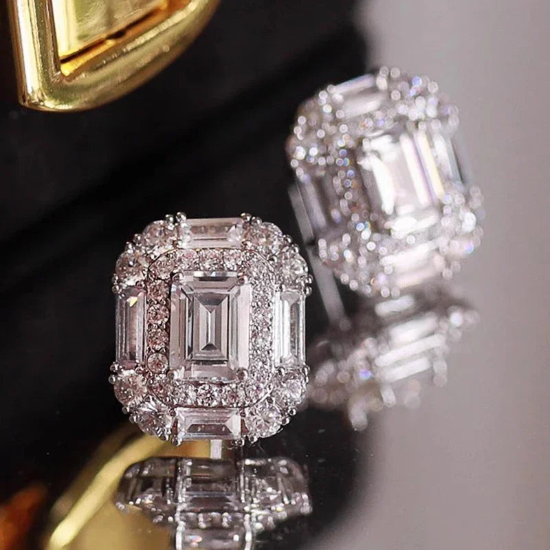 Bright Cubic Zirconia New Trendy Stud Earrings for Women
