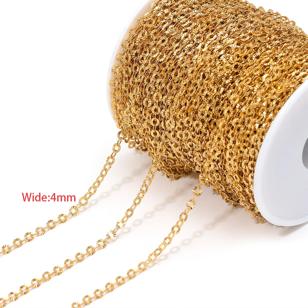4mm gold-tone textured chain on spool with round links