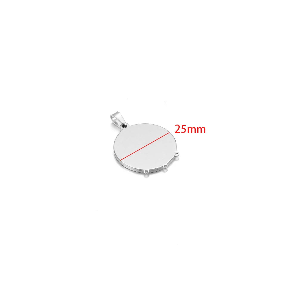 Silver-tone round cabochon pendant base with bail, 25mm