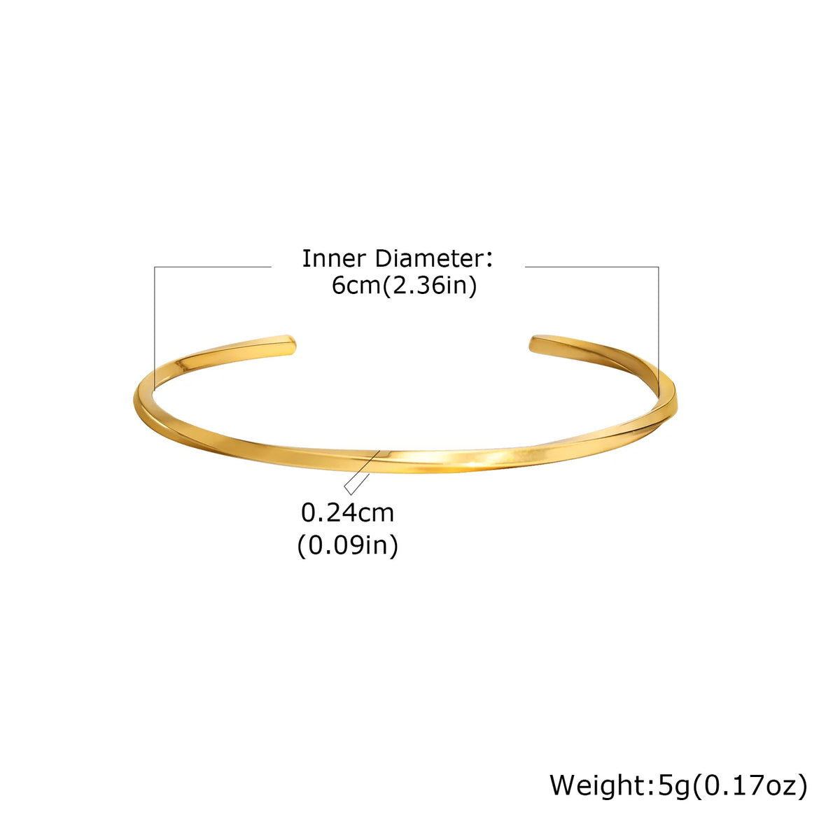 Gold tone hinged cuff bangle bracelet with smooth open ends