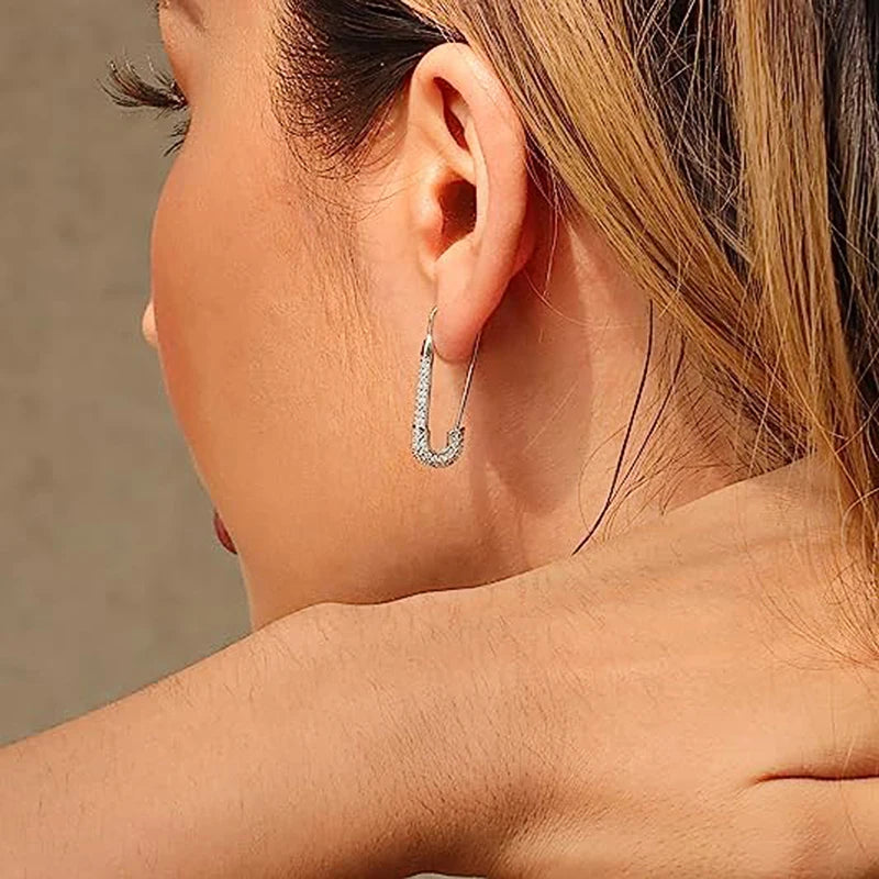 Silver /Gold Color Shiny CZ Chic Clips Earrings for Women