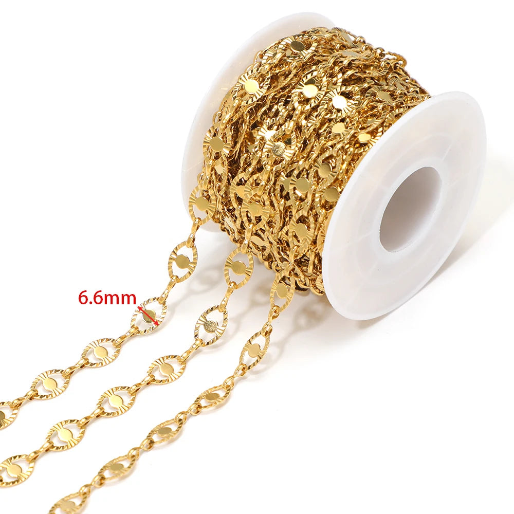 1 Meter Waterproof Stainless Steel Heart Bead Chains Eye Oval Chains for DIY Handmade Jewelry Making Necklace Bracelet Supplies
