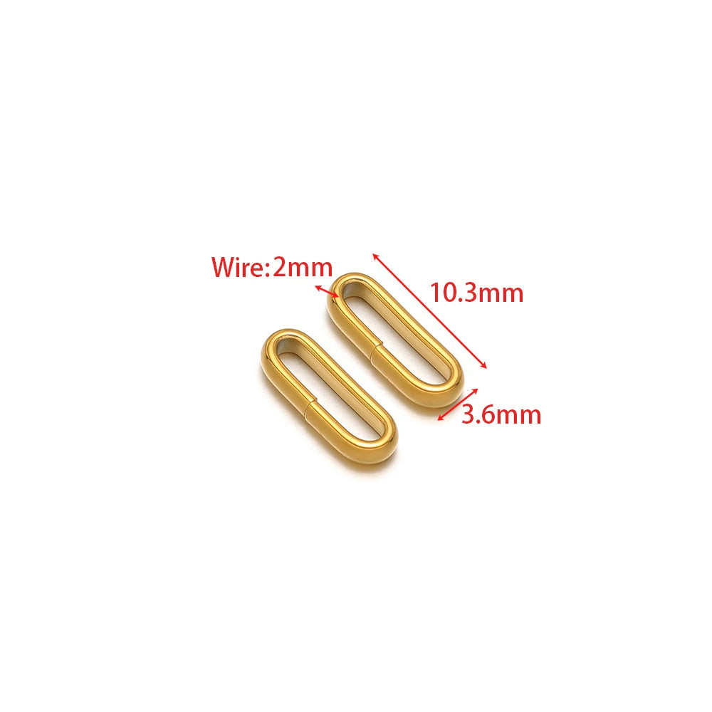 Gold oval twist-open connector charm, 10.3mm length, 3.6mm width