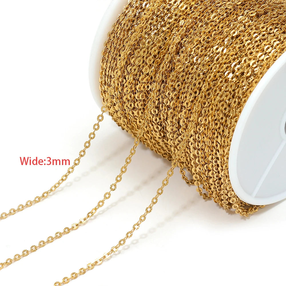 3mm gold-tone textured chain on spool with round links
