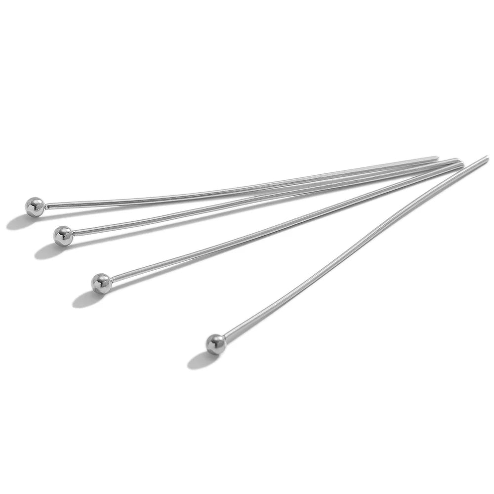 Silver ball head pins, straight metal pieces with round ball tips