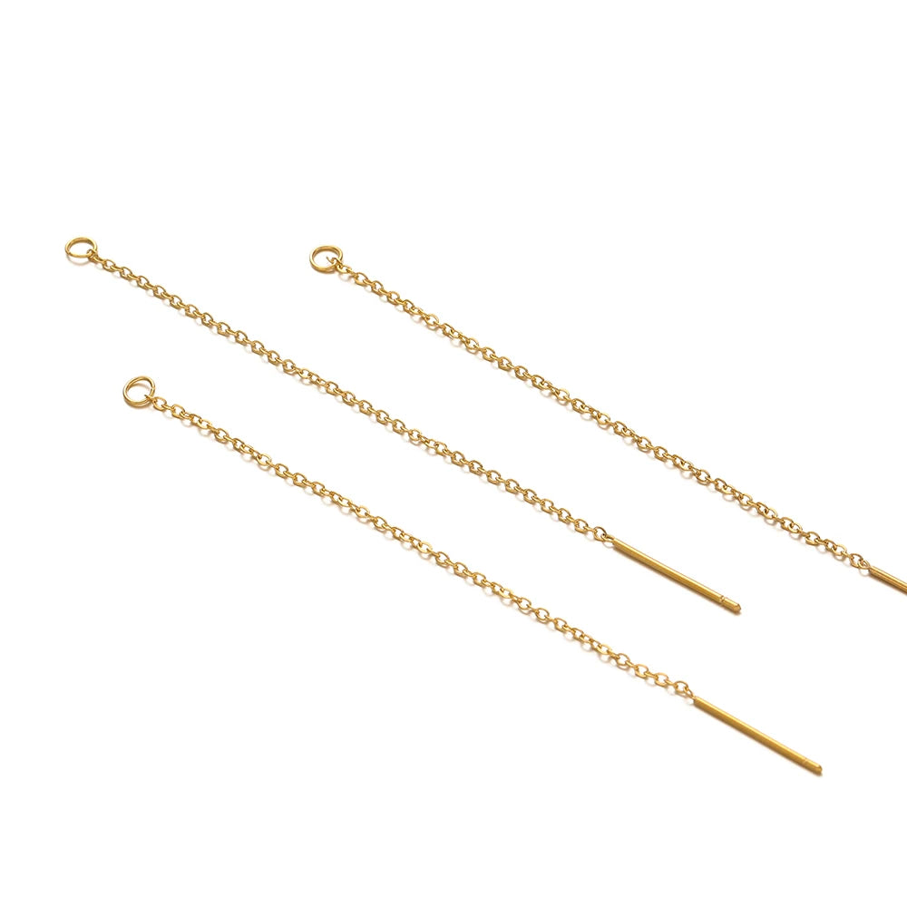 Gold-tone chain ear-line earrings with straight bars, 10-pack set