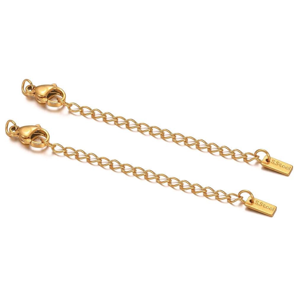 10-piece gold lobster clasp extension tail chains with circular connector links