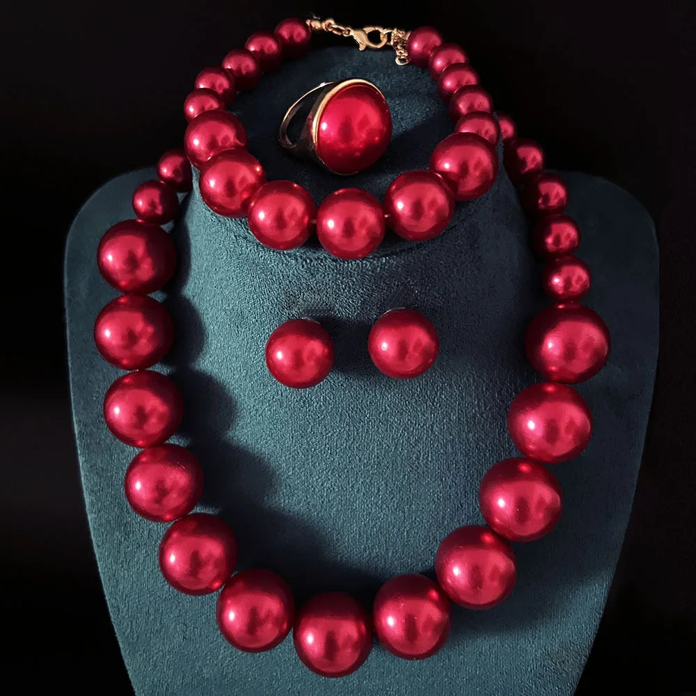 Big Pearl Choker Necklaces Bohemian Women Fashion Chunky Jewelry Sets For Bridal Wedding