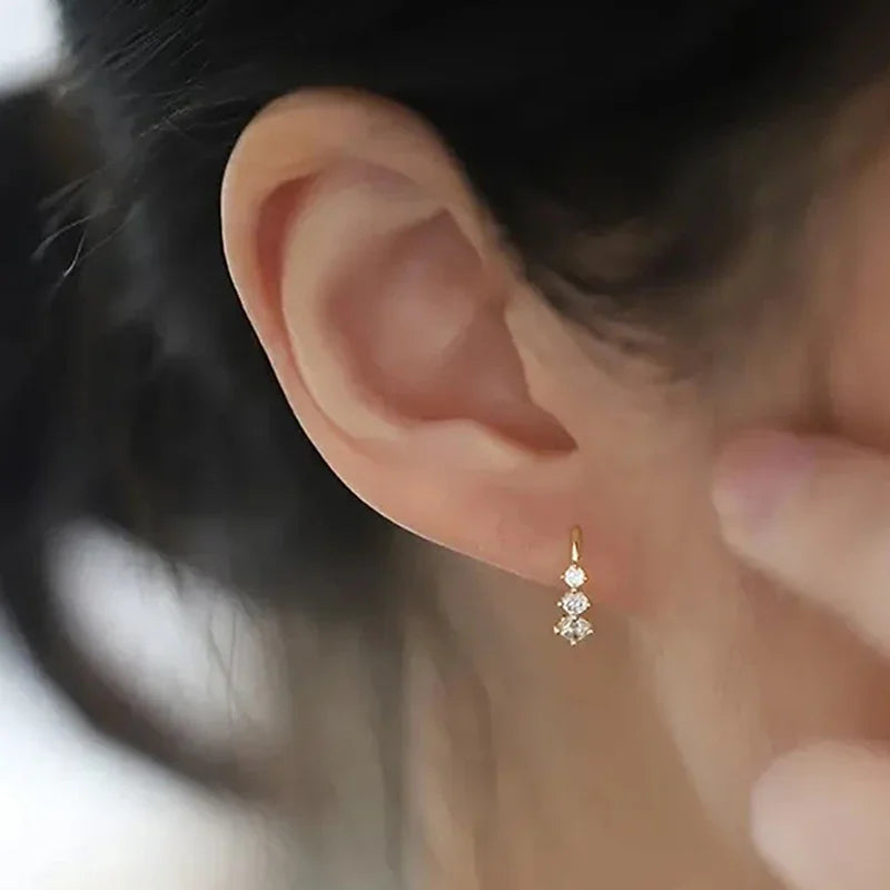 Bling Bling Cubic Zirconia Minimalist Style Stud Earrings for Women Daily Jewelry m34