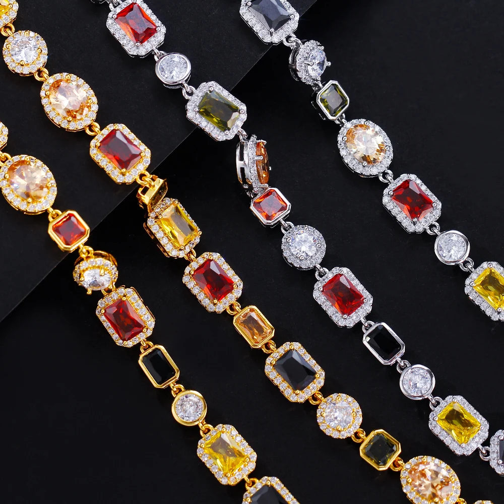 Multi Color Cubic Zirconia Irregular Chain Necklace for Women Daily Party Engagement Jewelry