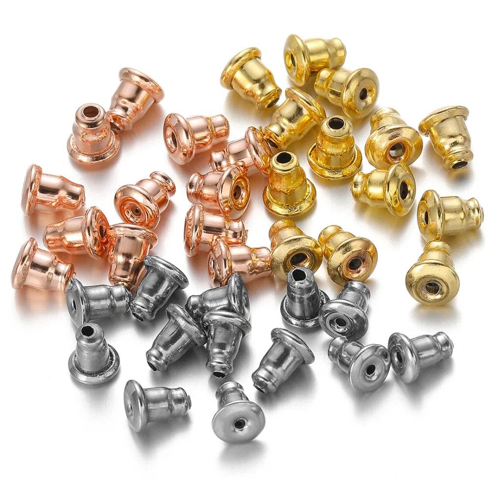 Earring back stopper studs (set of 50) assorted rose gold, gold, and silver-tone metal