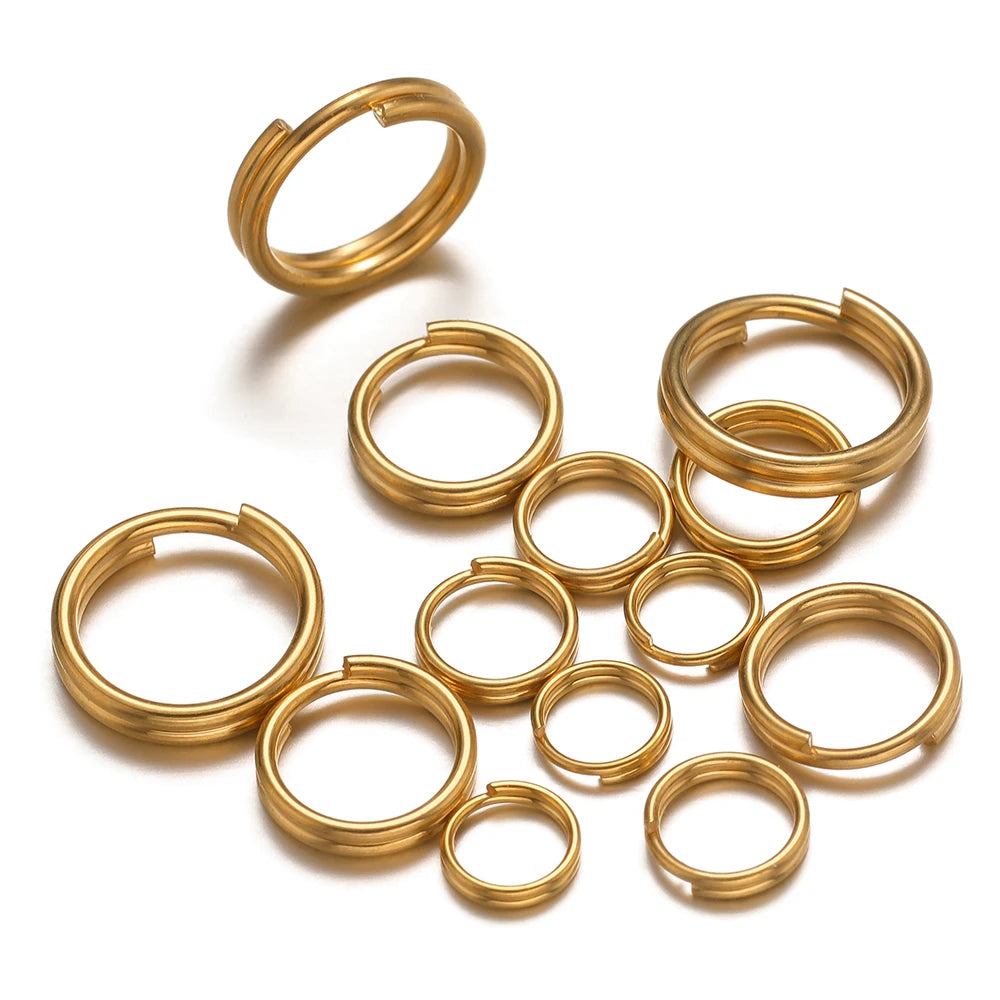 Gold open jump rings, double-loop split rings for DIY jewelry making connectors