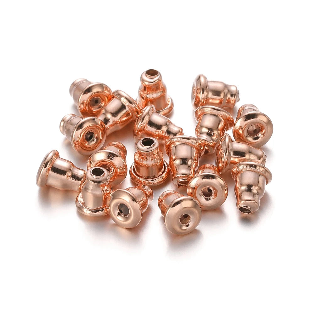 Rose gold-tone earring back stopper studs (set of 50) bullet plug backs, assorted pieces