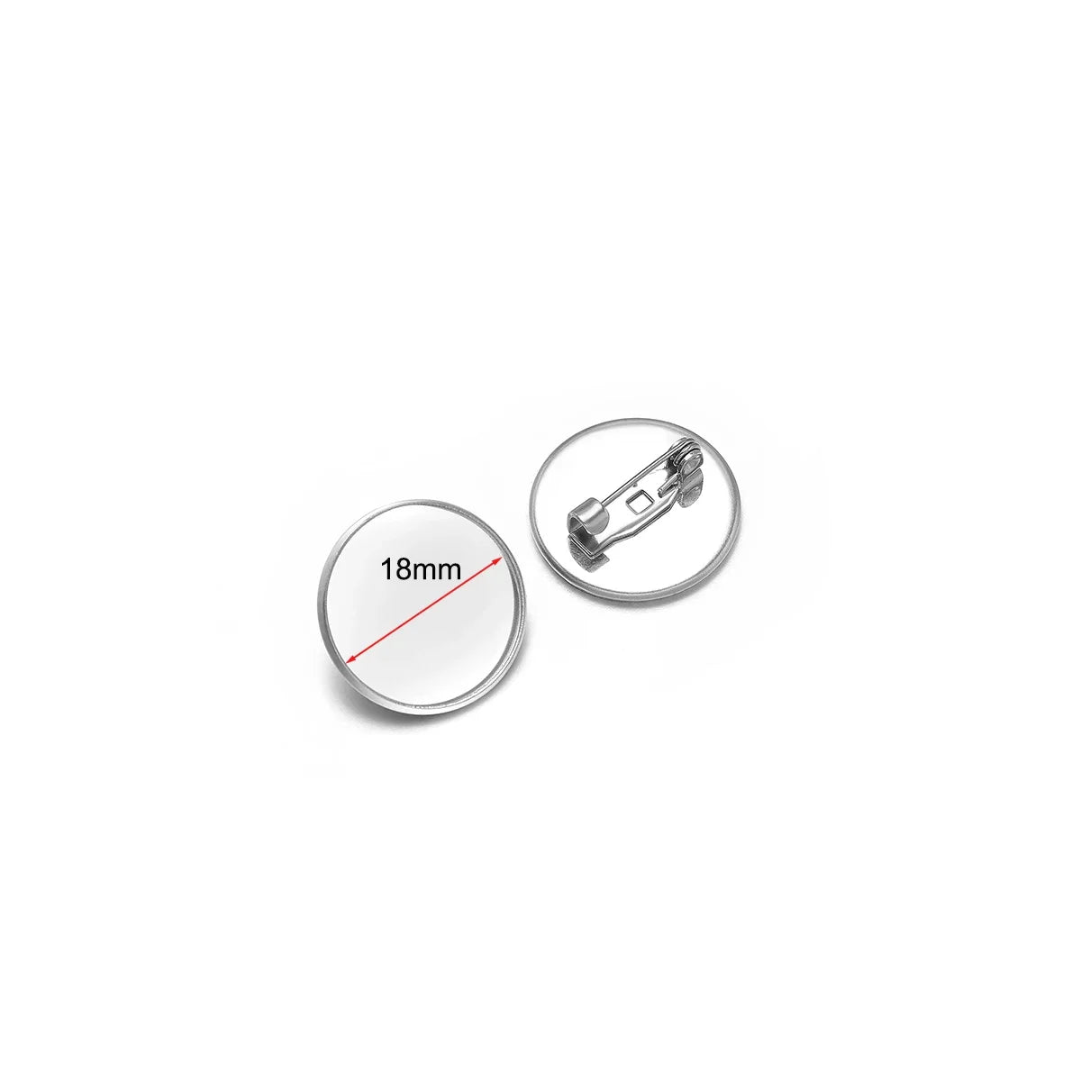 Silver-tone stainless steel brooch base cabochon setting, 18mm round