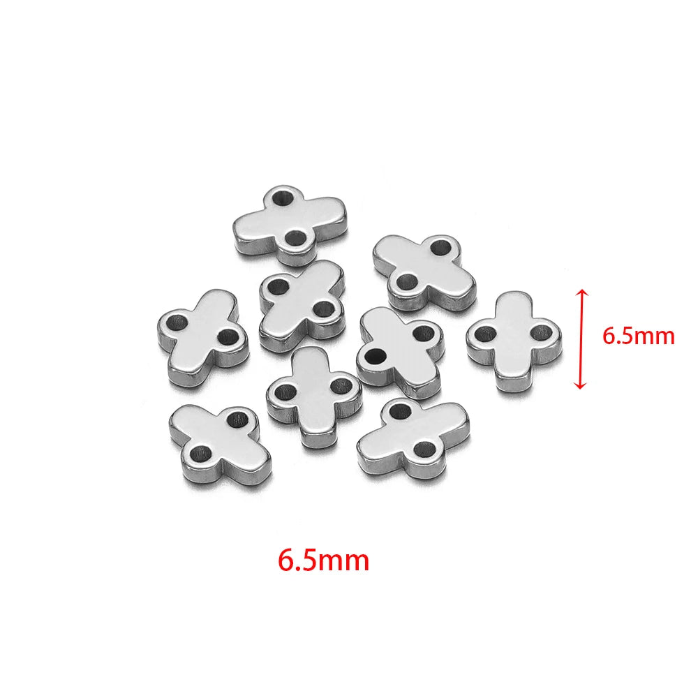 Silver-toned clasp bail connectors with 6.5mm size arrows, small cross link pieces