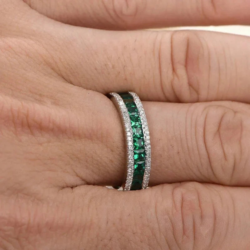 Fashion Green  Princess Cut Zirconia Ring for Women Fashion Jewelry m23