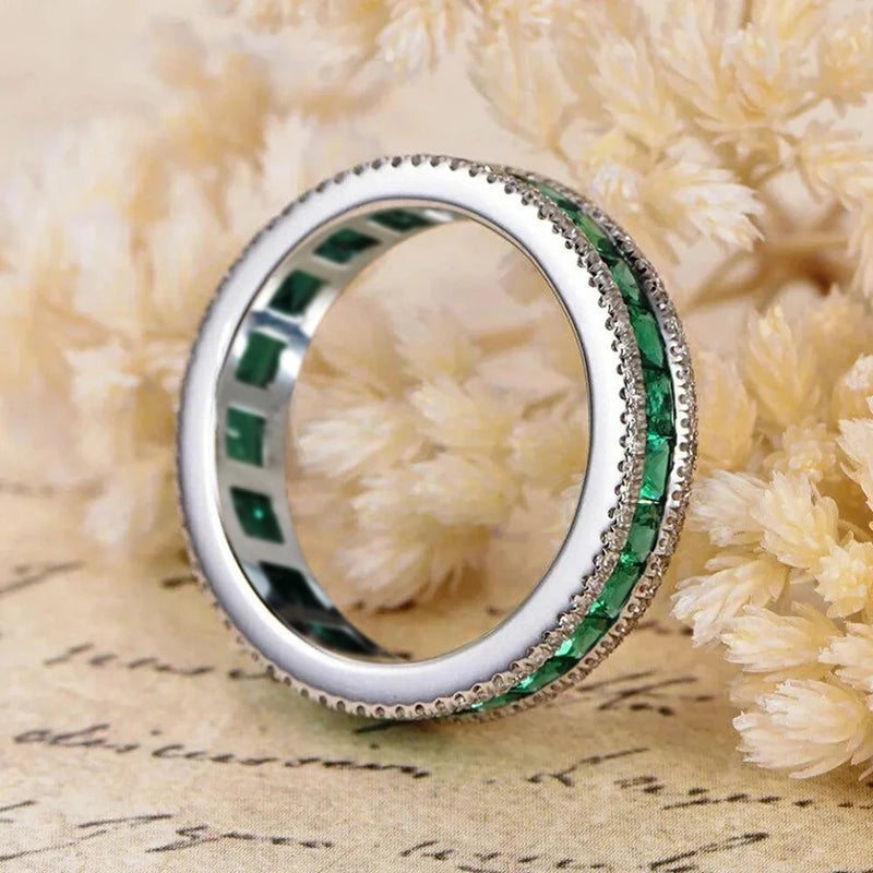 Fashion Green  Princess Cut Zirconia Ring for Women Fashion Jewelry m23