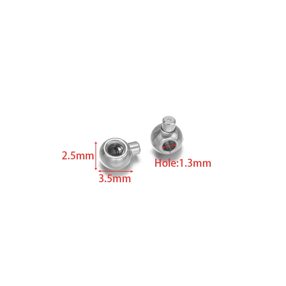 Stainless steel crimp end bead stopper size: 2.5mm, 3.5mm, hole 1.3mm