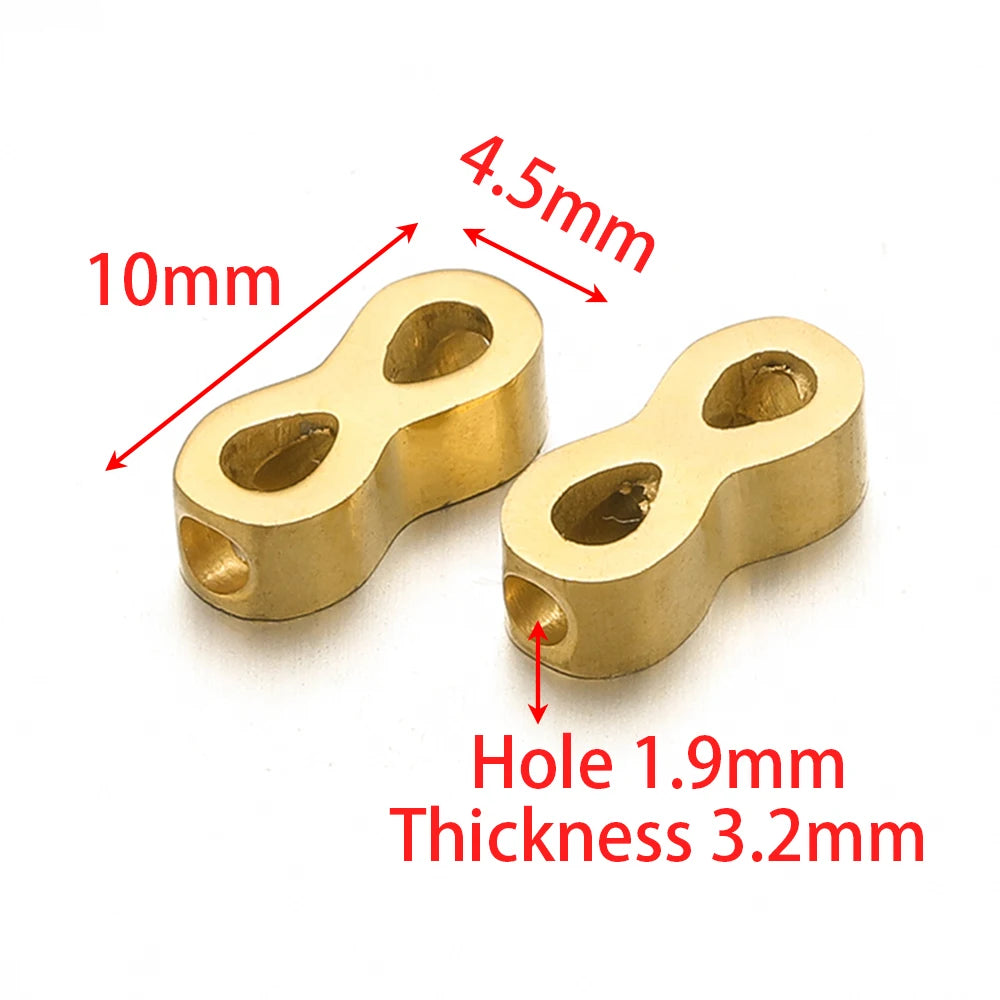 Mirror-polished stainless steel gold spacer beads with 1.9mm hole, 3.2mm thick