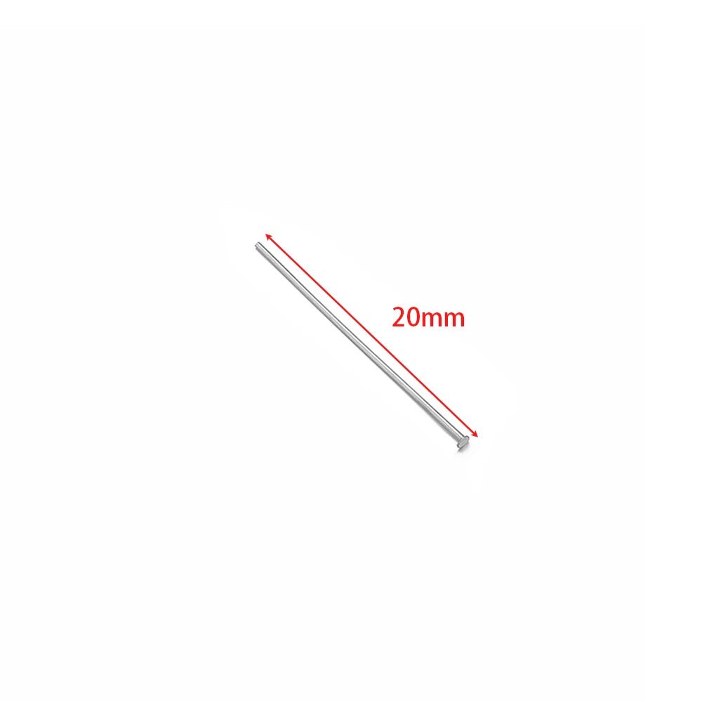 Silver T-eye pin with ball head and loop eye, length 20mm