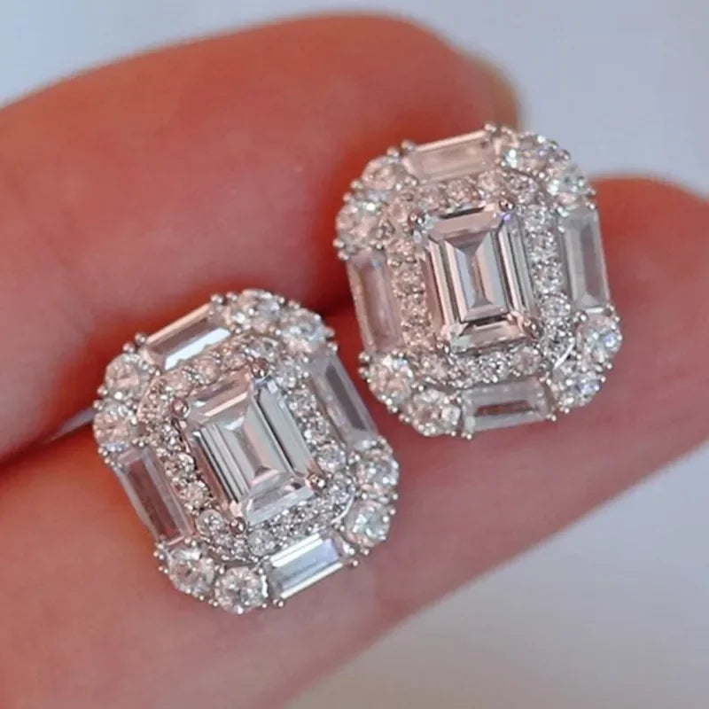Bright Cubic Zirconia New Trendy Stud Earrings for Women