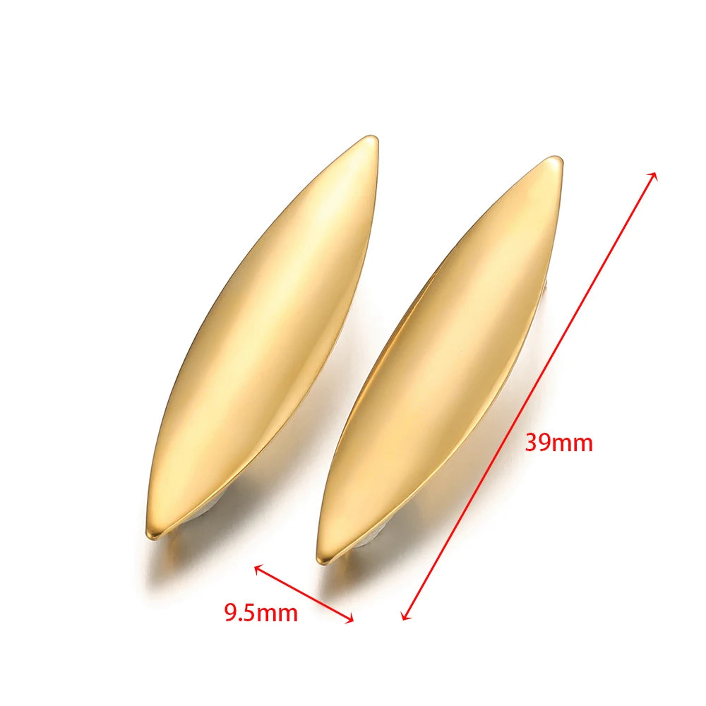 Gold-tone marquise drop earrings, 39mm length x 9.5mm width, post style