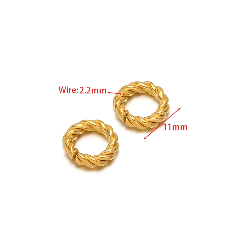 Twist-open oval connector charm, braided oval loop, gold tone