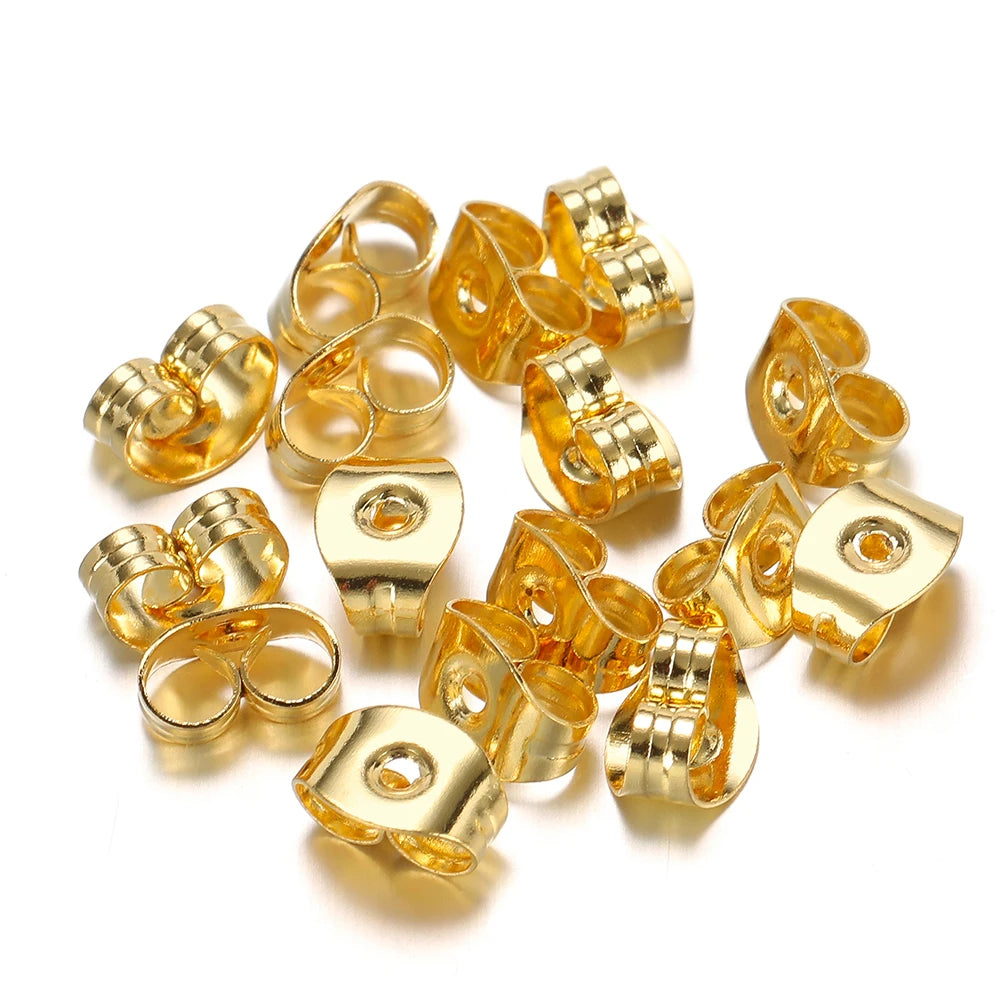 Gold-tone stainless steel butterfly earring back stoppers, multiple pairs
