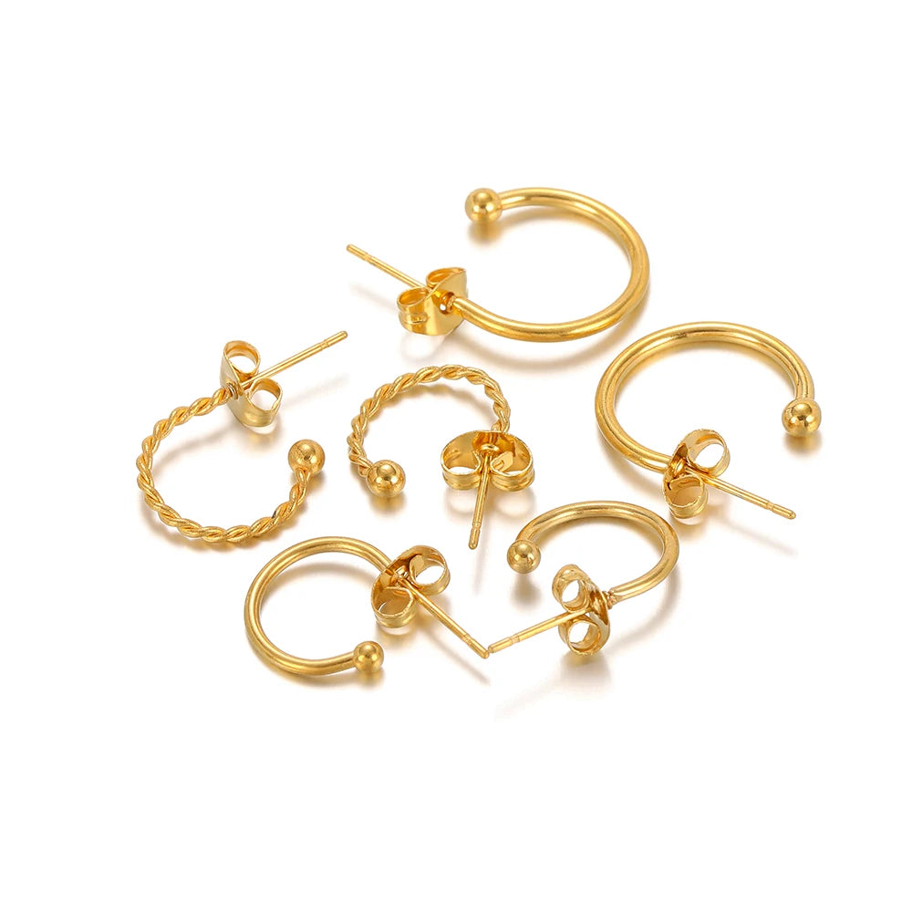 Gold-tone earring hook connectors, small hoop rings with ball end posts