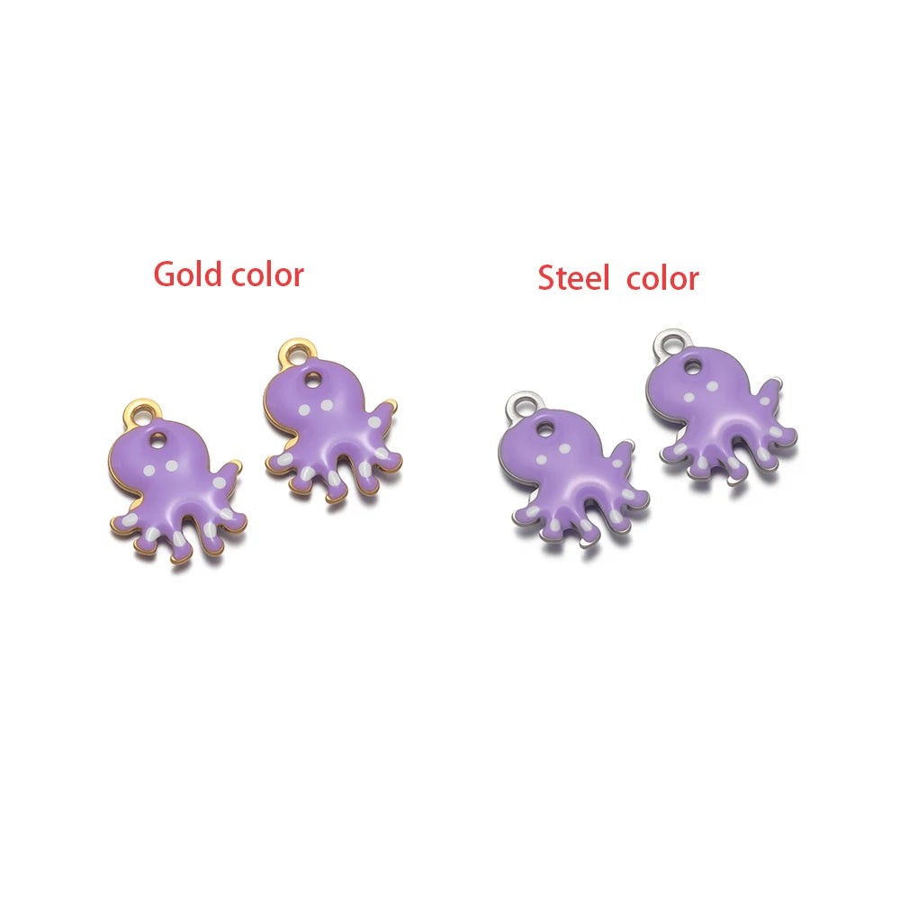 Purple sea creature charm set with loop, gold-tone and silver-tone finishes.