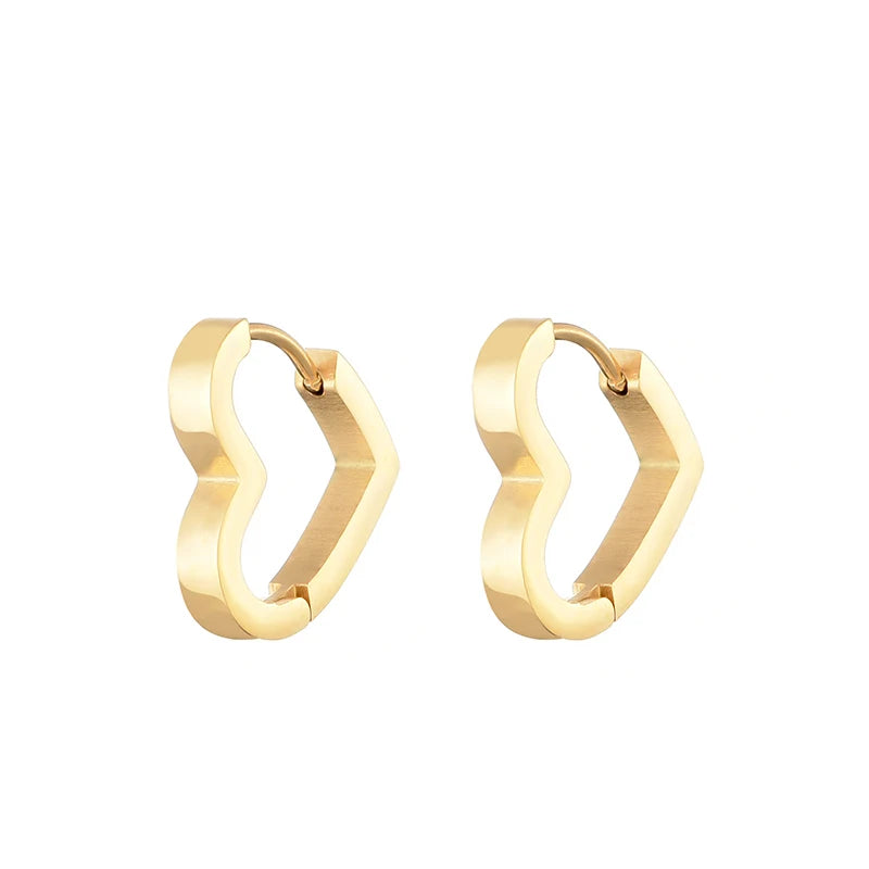Glossy gold-tone hoop earrings with wavy chevron cutout design