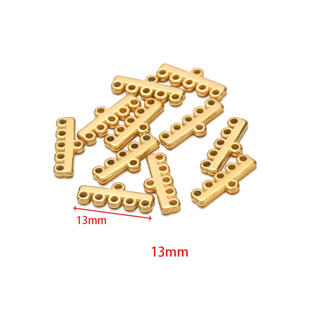 Gold-toned multilayer clasp bail connectors with 13mm size arrows, bar and cross styles
