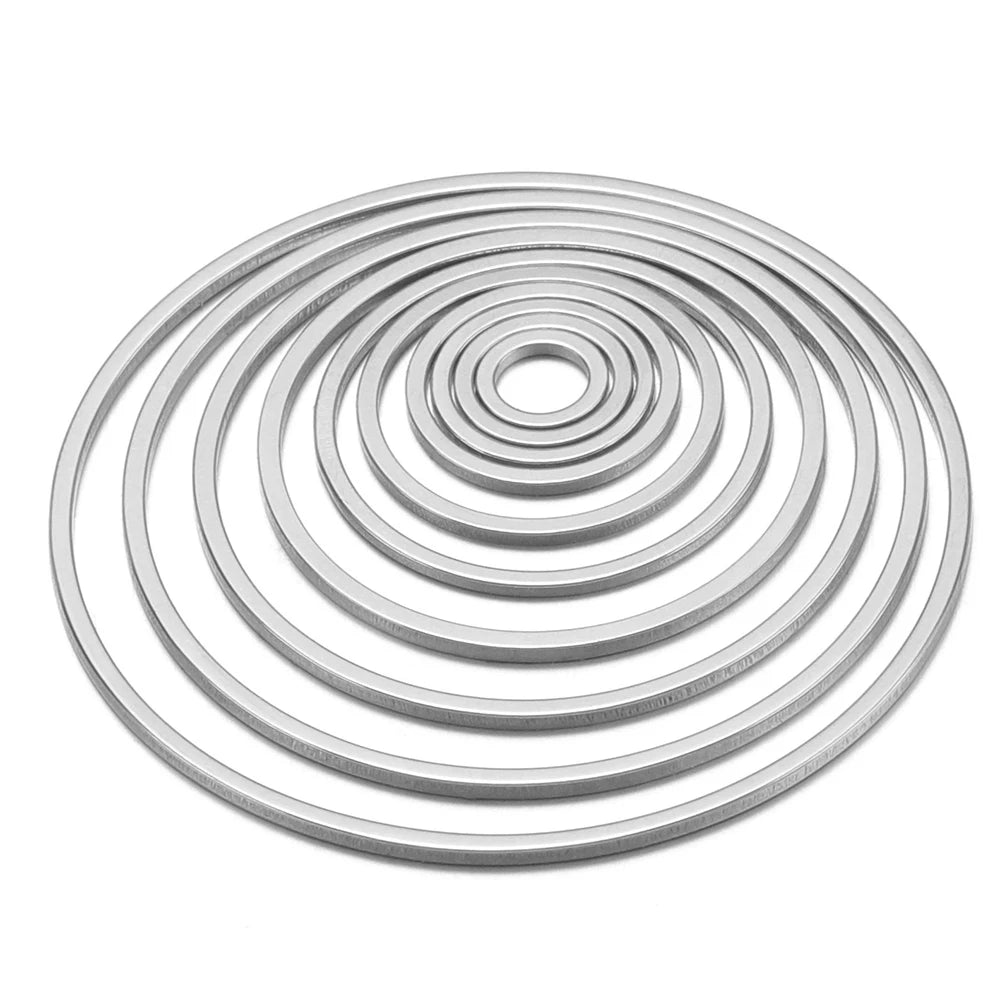 Stainless steel hollow circle bezel charms, nested round wire hoops with center hole